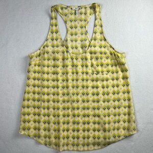 Joie Women's Drew Racerback Tank 100% Silk Acid Lime Large